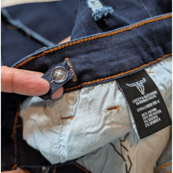 NWT Lucky & Blessed Blue Jeans Size 16 Flare Fit Distressed Stretch Slimming - Picture 12 of 12